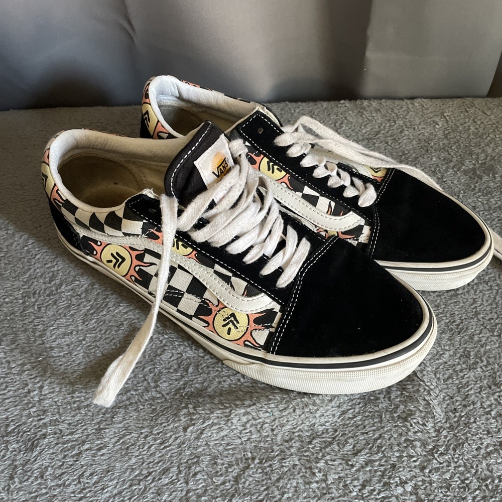Vans Old Skool X Parks Project 8 1/2 Men's 10 Women's Black White Checks w Sun